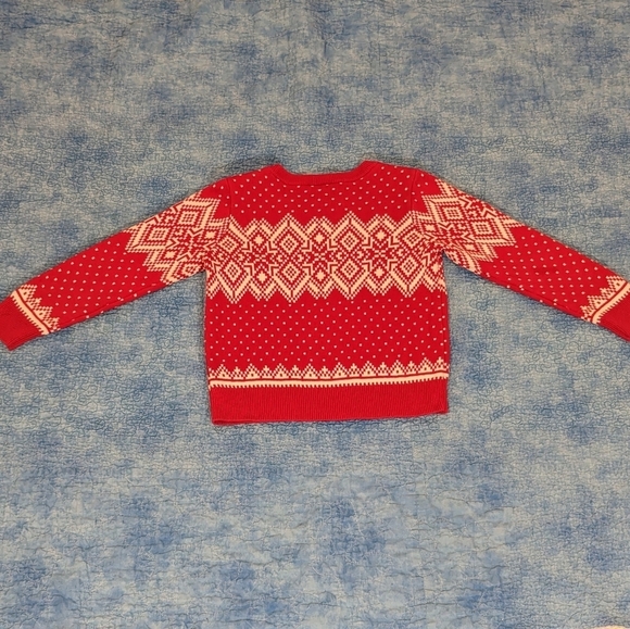 Hanna Andersson Red and White Fair Isle Winter Sweater - Picture 2 of 4